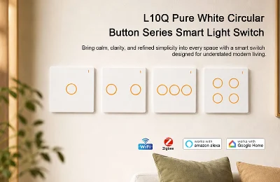 L10Q Pure White Circular Button Series Smart Light Switch